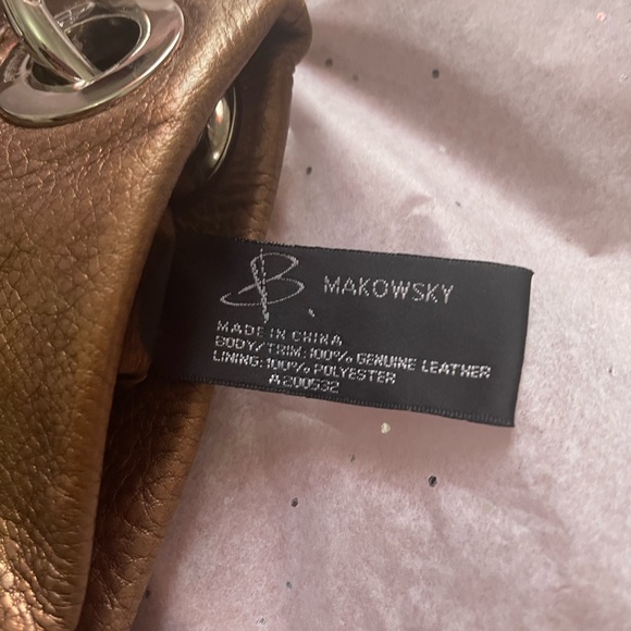 B. Makowsky Bronze Metallic Leather crossbody - Picture 6 of 6